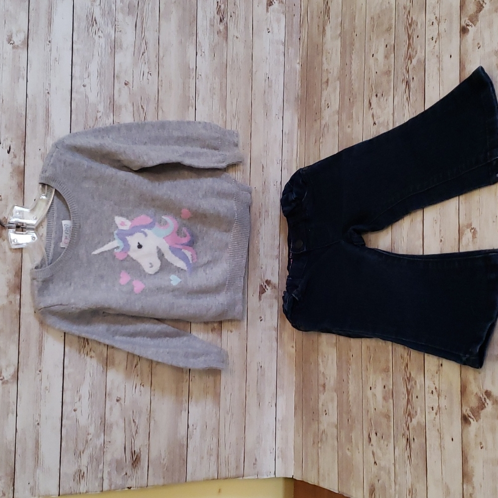 Unicorn Sweater and Jean Bundle Girls 18-24 Months